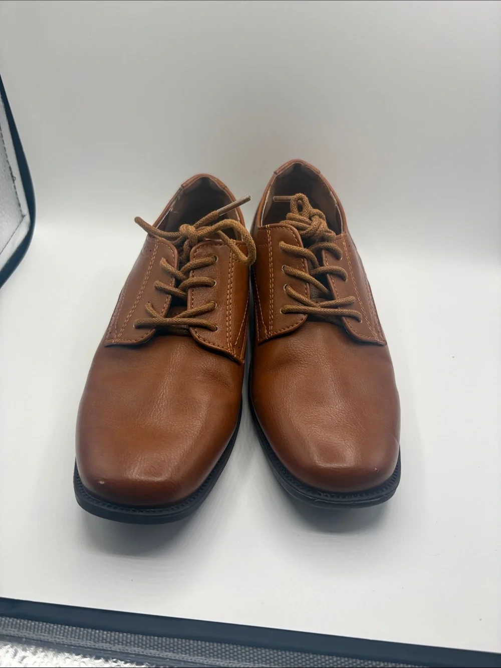 Steve Madden Tan Leather Derby Lace-Up Shoes